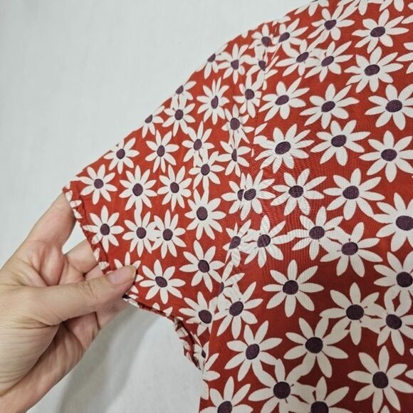 Madewell Clara Midi Short Sleeve Dress in Russet Falling Daisies Medium - Picture 9 of 13